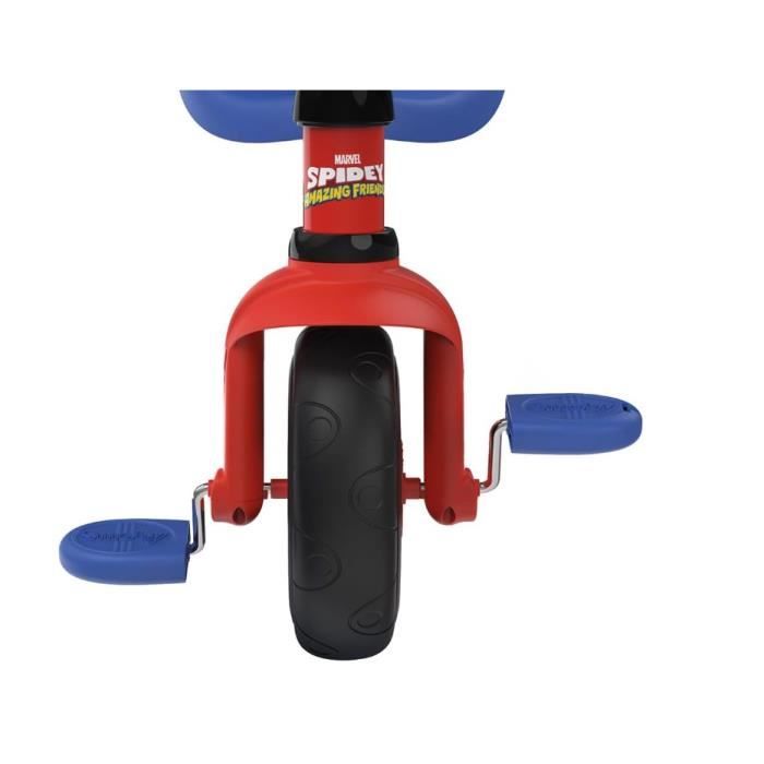 Smoby - Tricycle Be Fun - Spidey - Evolutif de 15 mois a 3 ans - Canne parentale rÈglable sur 3 positions - Ceinture de sÈcuritÈ