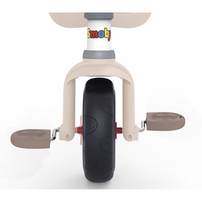 Smoby -Tricycle Èvolutif enfant Be Fun Confort - Rose - Canne parentale amovible - Repose-pieds rÈtractable
