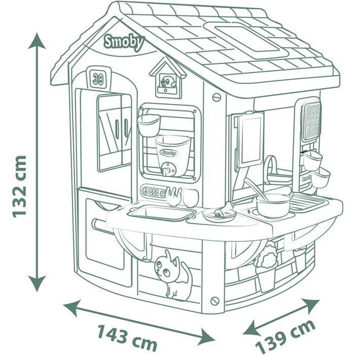 Smoby Life - Mud Cooking House - Fabriquée en France - Matiere Recyclée - 16 accessoires - Des 2 ans