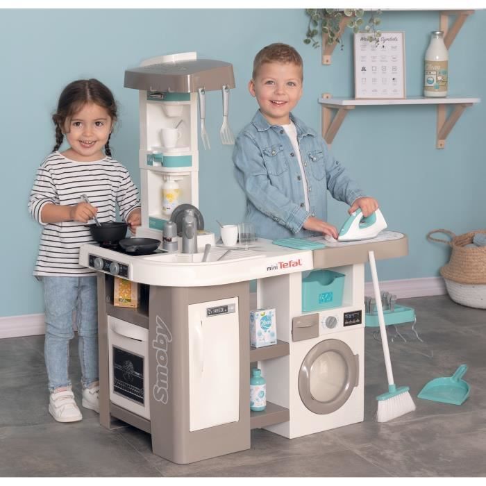 SMOBY - Tefal cuisine clean - Jouet d'imitation cuisine et ménage - 36 accessoires - Fonctions sonores - Des 3 ans