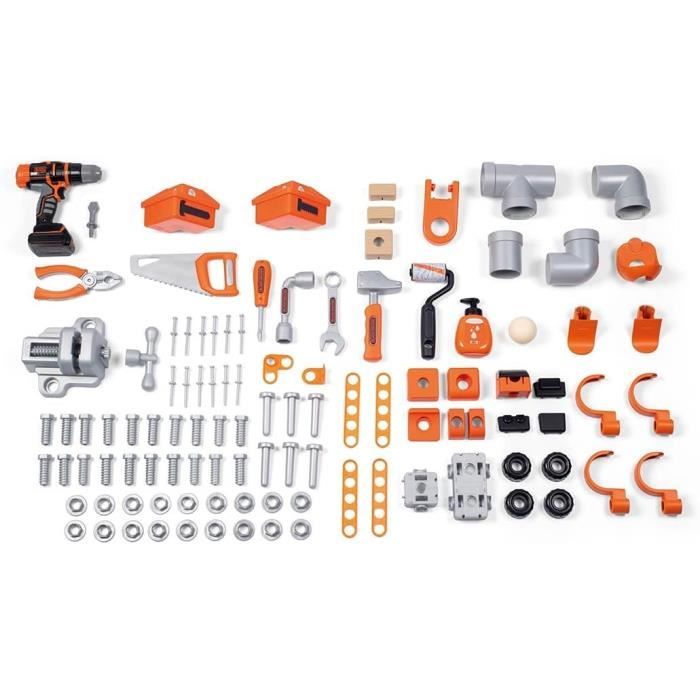 SMOBY - Black and Decker - Mega center - 3 parties : mécanique, plomberie, menuiserie - Nombreux accessoires - Fabrication française