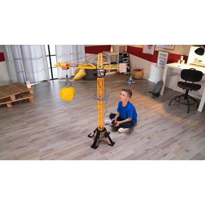 Grue filoguidée 120cm - DICKIE TOYS - Travaux publics - Tourne a 350° - Accessoires inclus