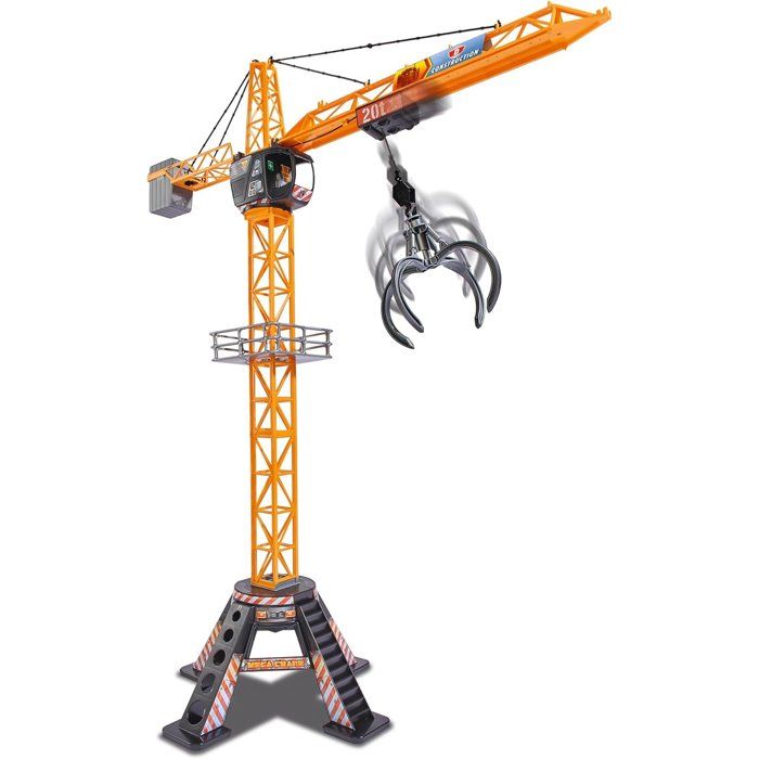 Grue filoguidée 120cm - DICKIE TOYS - Travaux publics - Tourne a 350° - Accessoires inclus