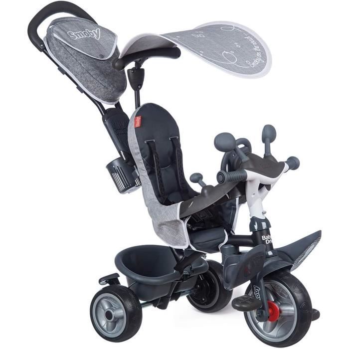 SMOBY Tricycle enfant Èvolutif Baby Driver Plus - Structure mÈtal - Gris