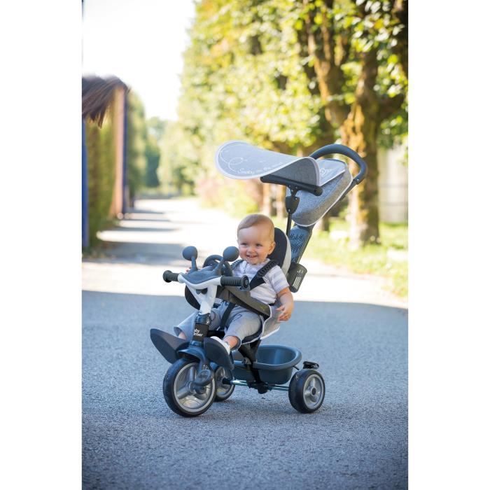 SMOBY Tricycle enfant évolutif Baby Driver Plus - Structure métal - Gris