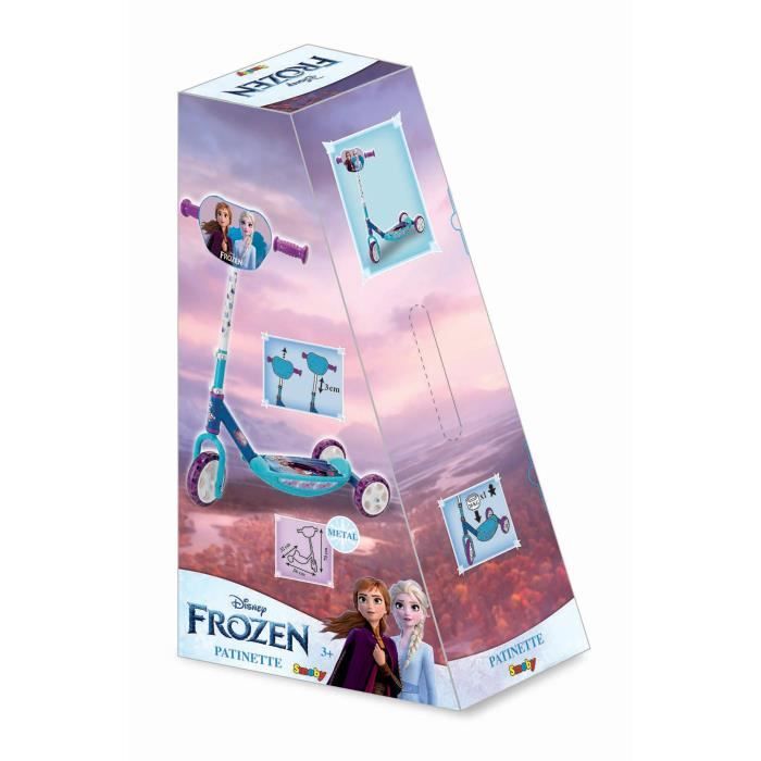 Patinette 3 roues silencieuses - SMOBY - Reine des Neiges - Structure mÈtal - Trottinette guidon rÈglable
