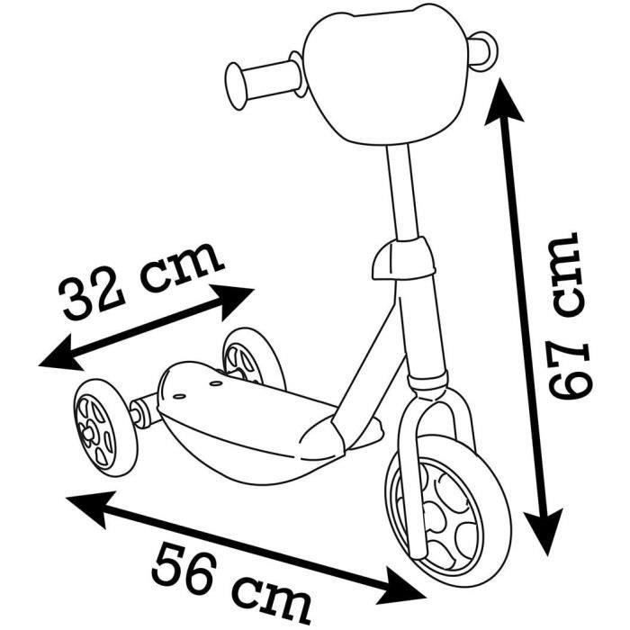 Smoby -Patinette 3 Roues Stitch - Structure en métal - Guidon ajustable - Repose-pied antidérapant - Des 3 ans