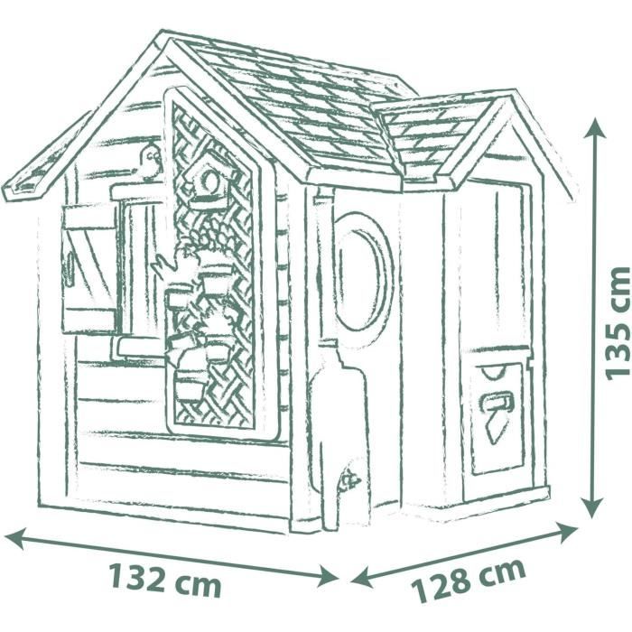 Smoby Life - Garden House - Maison theme Jardinage - Jardiniere, Treillis, Mangeoire a Oiseaux, Récupérateur d'eau - Des 2 ans