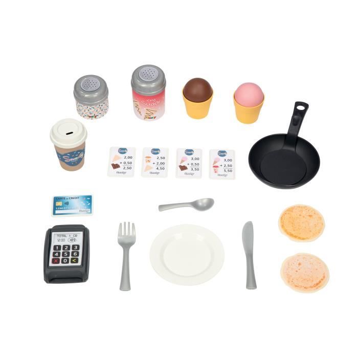 SMOBY - Maison Sweety Corner - Comptoir et espace de préparation - Machine a glaces - 18 accessoires inclus - Fabriqué en France