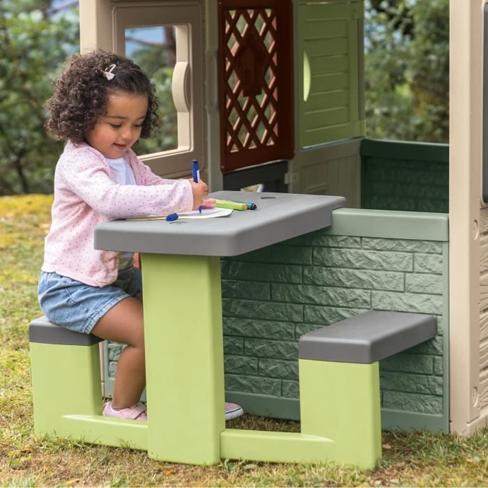 Smoby Life - Table Pique Nique - Compatible maisons Smoby (Mud Cooking House, Chef House, Garden House, Friends House, Jura Lodge)