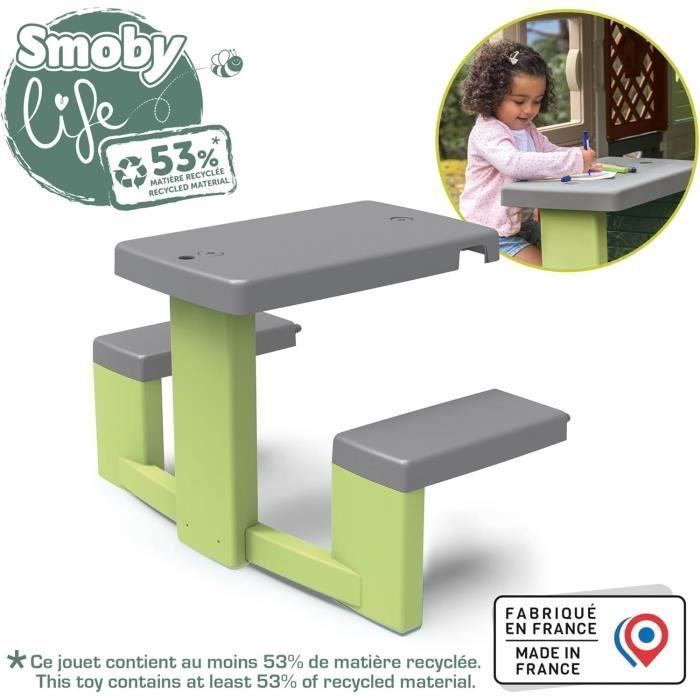 Smoby Life - Table Pique Nique - Compatible maisons Smoby (Mud Cooking House, Chef House, Garden House, Friends House, Jura Lodge)