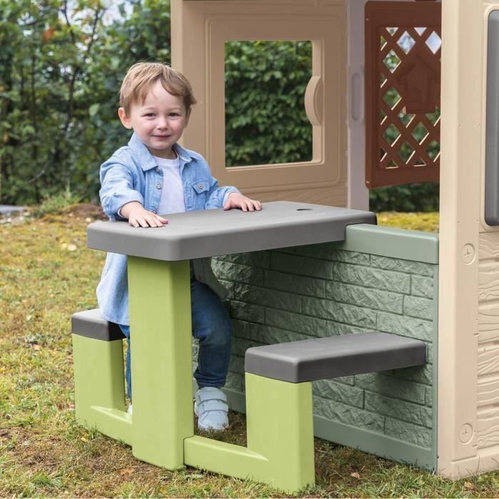 Smoby Life - Table Pique Nique - Compatible maisons Smoby (Mud Cooking House, Chef House, Garden House, Friends House, Jura Lodge)