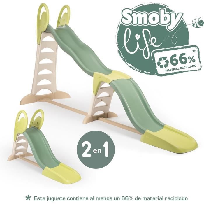 SMOBY Life - Toboggan Super Megagliss - Evolutif 2 en 1 - Glisse de 170 a 360 cm - Echelle, marches antidérapantes - Des 2 ans