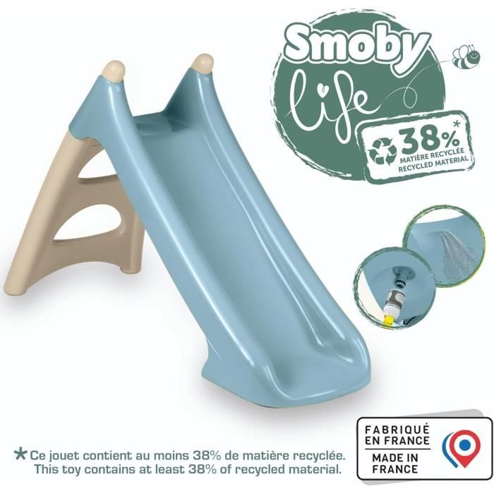 SMOBY - Toboggan XS Bleu - Glisse 90cm - Marches antidérapantes - Fabriqué en France