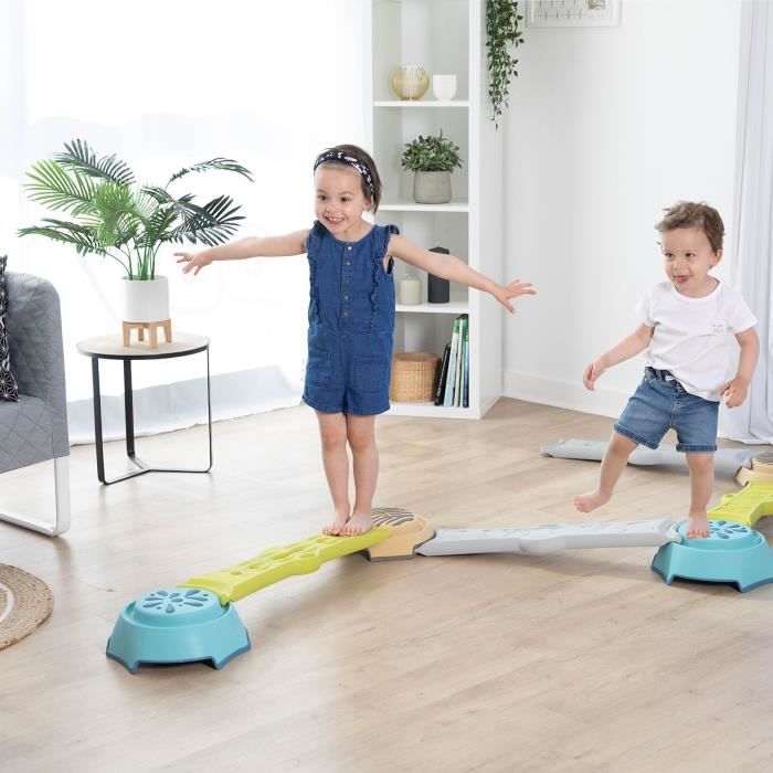 Smoby - Parcours de motricitÈ Aventure - 4 plots + 4 planches - Equilibre, coordination, Èveil, sensoriel - FabriquÈ en France