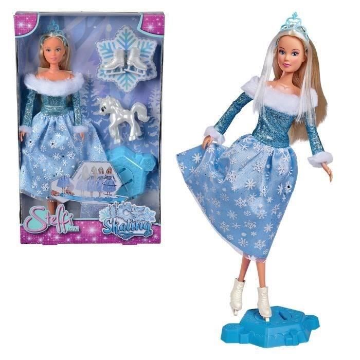 PoupÈe Steffi Love - SILVERTORN - SL PATINAGE - Patinage sur glace - Robe a flocons de neige - Couronne