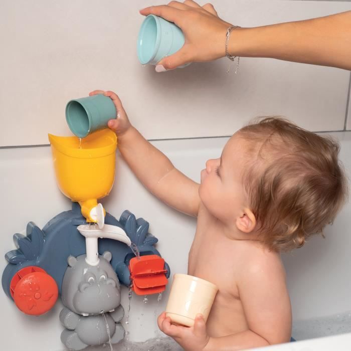 Jouet de bain Smoby Little Smoby Hippo - Toboggan et roues pour bÈbÈ de 18 mois - Bleu et vert
