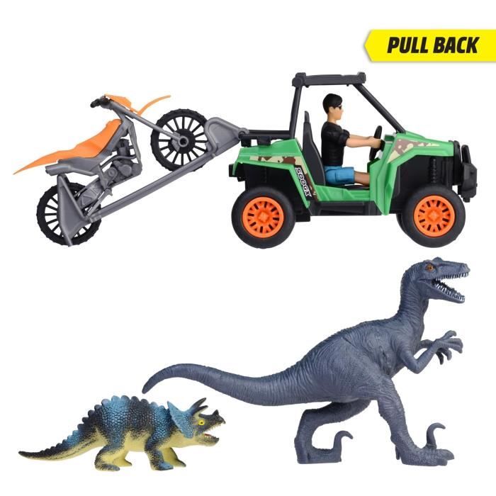 Coffret Chasseur de Dinosaures - Dickie - 1 Figurine ArticulÈe et 2 Dinosaures Inclus