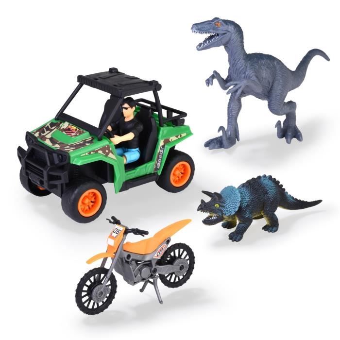 Coffret Chasseur de Dinosaures - Dickie - 1 Figurine ArticulÈe et 2 Dinosaures Inclus