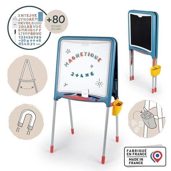 Smoby - Tableau Tubes - Double face magnÈtique et ardoise - Bac amovible - 80 accessoires inclus - DÈs 3ans