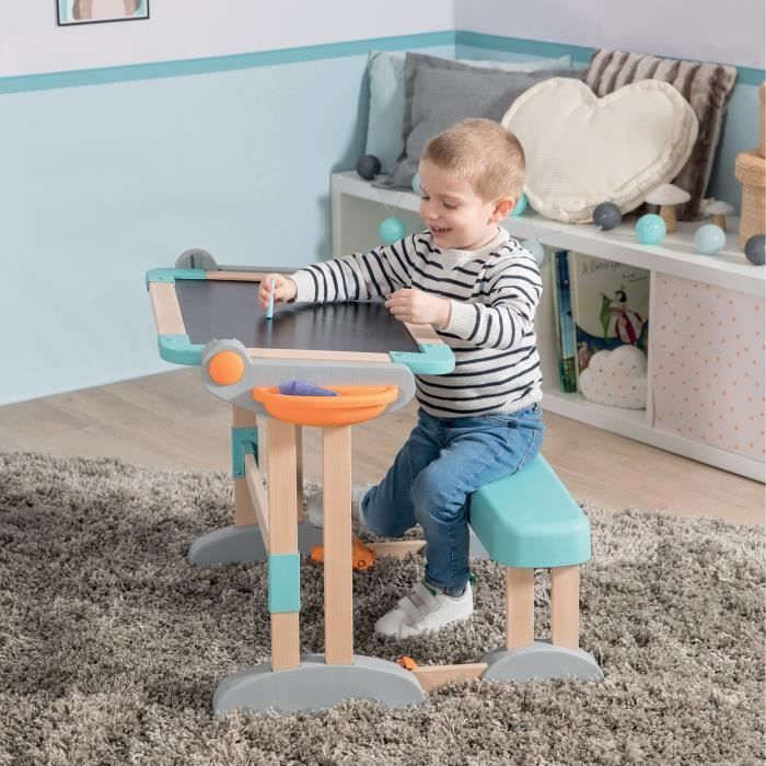 Smoby - Bureau Modulo Space - Transformable en Tableau Double Face - 80 Accessoires Inclus - Des 3 Ans - 420304
