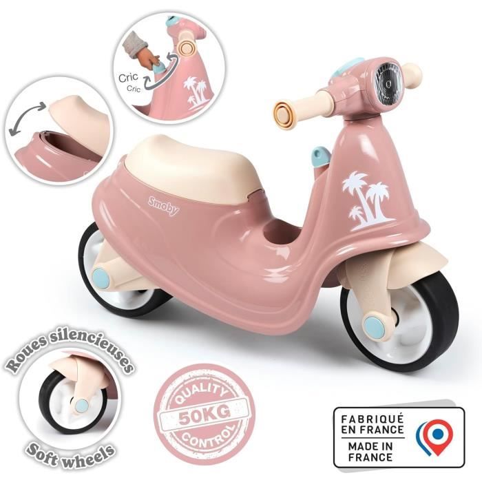 Smoby - Porteur scooter Rose - Coffre a Jouets - Roues silencieuses DÈs 2ans