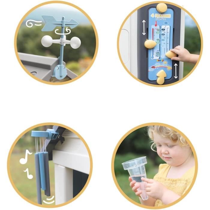 Smoby Maison enfant 4 Saisons - Cabane éducative - Activités ludique sur le theme de la Météo - Fabriqué en France
