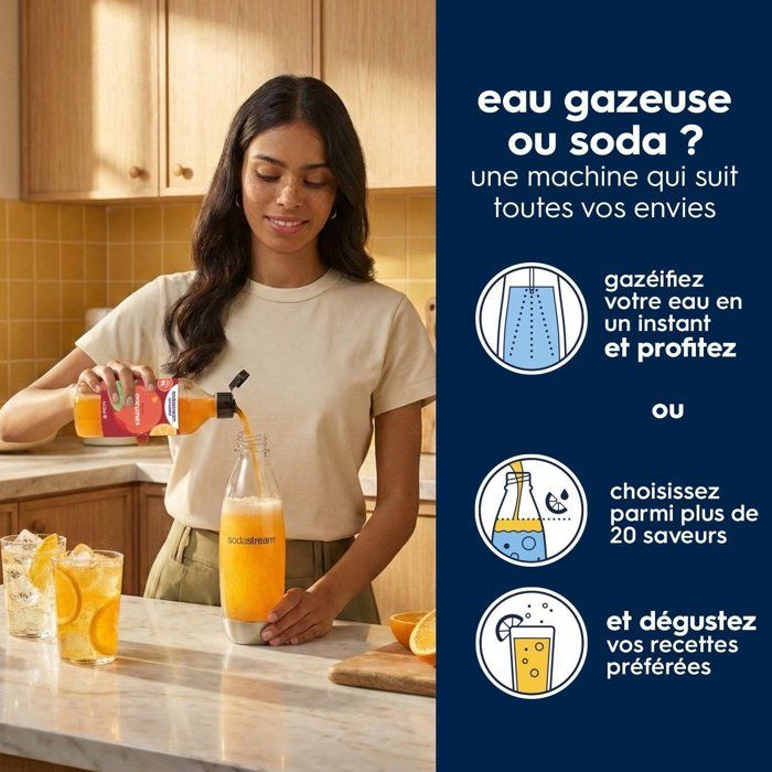 Machine a soda et eau pétillante SODASTREAM - ART Marbre - 1 bouteille 1 L compatible lave-vaisselle - 1 recharge de gaz 60L