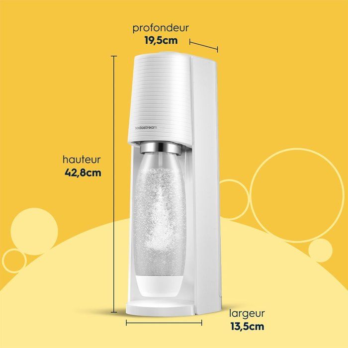 Machine a soda et eau pétillante SODASTREAM - TERRA Blanche - 2 bouteilles compatible lave-vaisselle - 1 recharge de gaz 60L