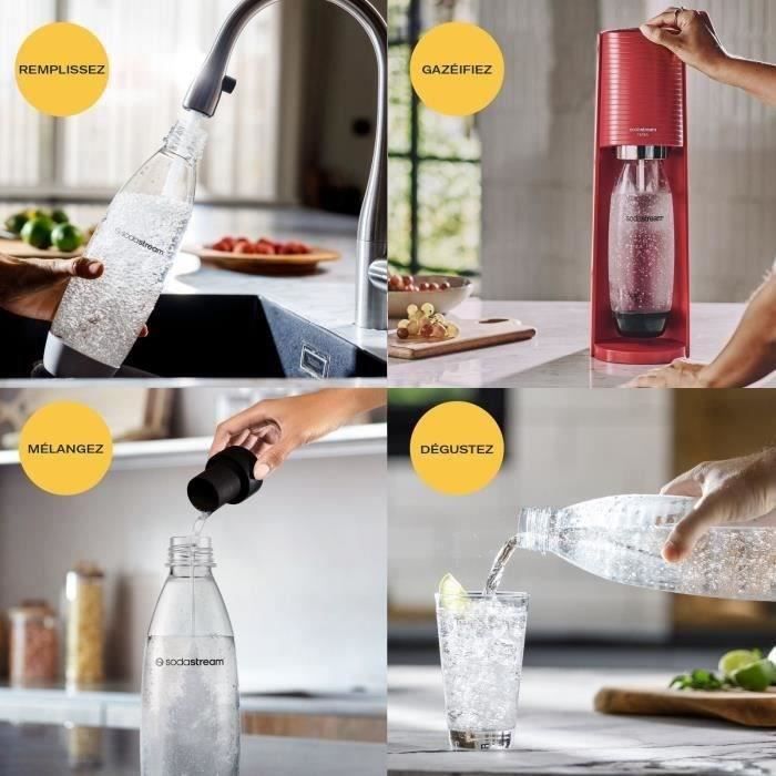 Machine a soda et eau pétillante SODASTREAM - TERRA Rouge - 1 bouteille compatible lave-vaisselle - 1 recharge de gaz 60L