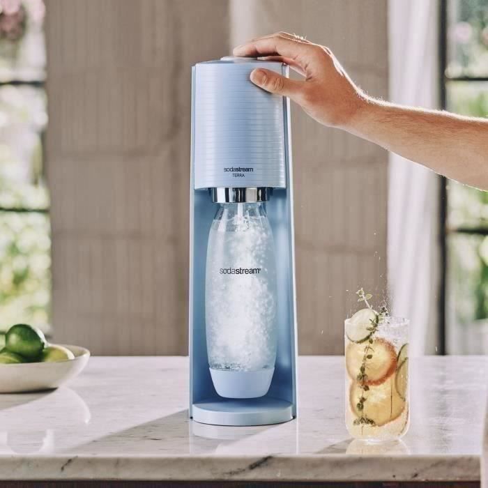 Machine a soda et eau pétillante SODASTREAM - TERRA Bleu - 1 bouteille compatible lave-vaisselle - 1 recharge de gaz 60L