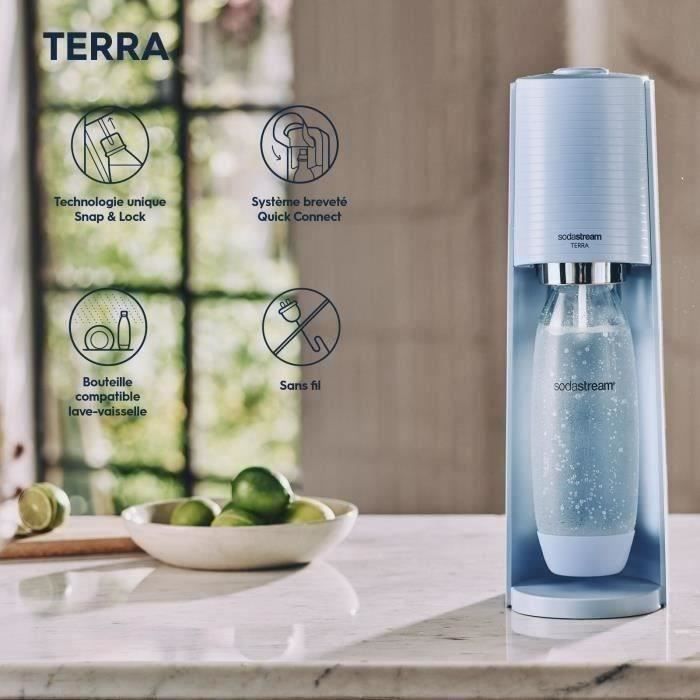 Machine a soda et eau pétillante SODASTREAM - TERRA Bleu - 1 bouteille compatible lave-vaisselle - 1 recharge de gaz 60L