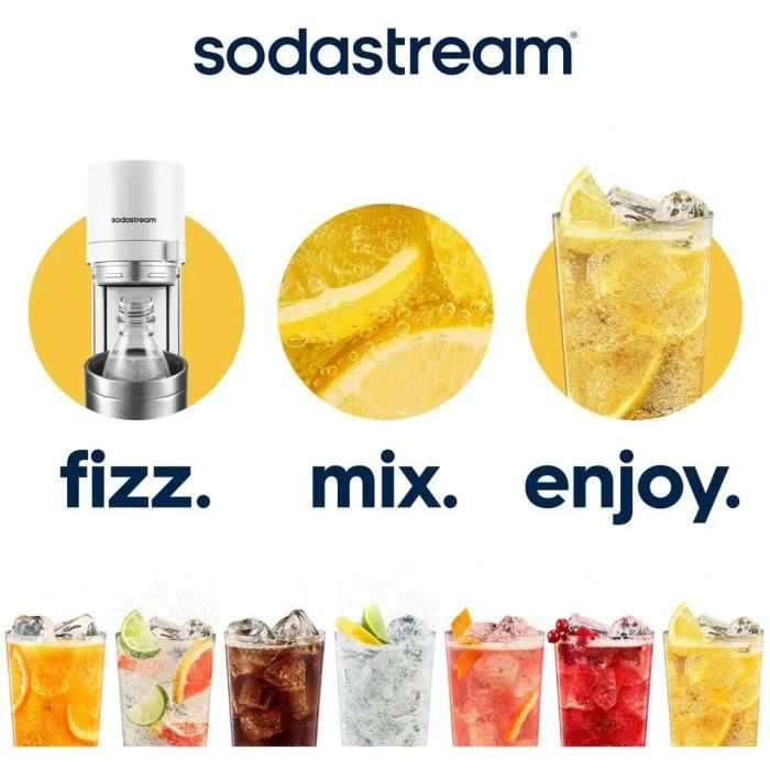 Machine a soda et eau pétillante SODASTREAM - DUO Blanche - 2 carafes en verre - 2 bouteilles - 1 recharge de gaz 60L