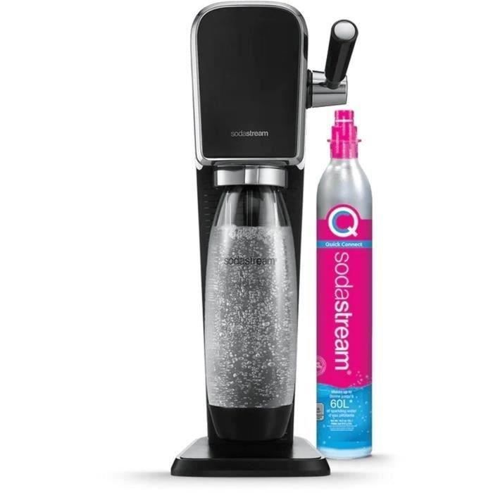 SODASTREAM Art - Machine a Eau PÈtillante Noire - Pack 1 Bouteille 1L Compatible Lave-Vaisselle + 1 Recharge de Gaz 60L a Clipser
