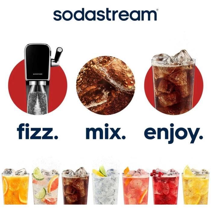 Machine a soda et eau pétillante - SODASTREAM - ART - 1 bouteille compatible lave-vaiselle - 1 recharge de gaz 60 L - Noir