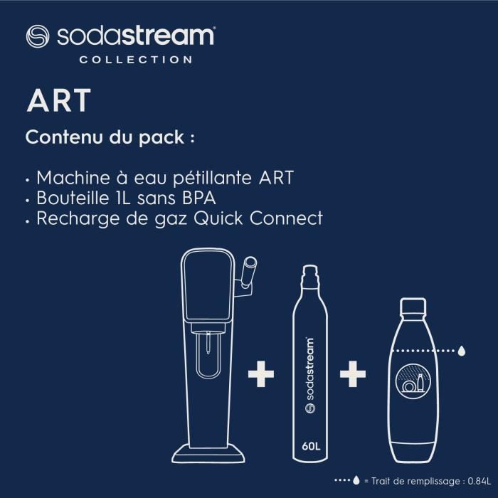 Machine a soda - SODASTREAM - ART Mandarine - 1 bouteille 1L - Recharge gaz 60L - …cologique