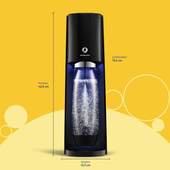 Machine a soda et eau pétillante - SODASTREAM - E-TERRA - 1 bouteille compatible lave-vaisselle - 1 recharge de gaz 60L - Noir