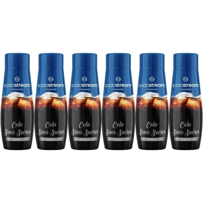 Concentrés SODASTREAM - Lot de 6 concentrés Cola sans sucres - Jusqu'a 54L de boissons - 440ml