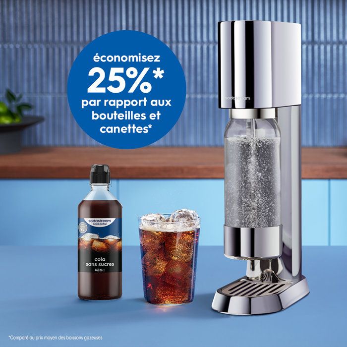 Concentrés SODASTREAM - Lot de 6 concentrés Cola sans sucres - Jusqu'a 54L de boissons - 440ml