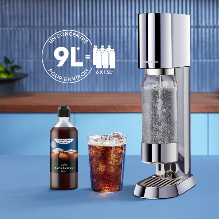 Concentrés SODASTREAM - Lot de 6 concentrés Cola sans sucres - Jusqu'a 54L de boissons - 440ml