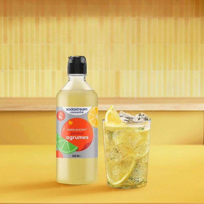 Concentrés SODASTREAM - Lot de 6 concentrés Agrumes sans sucres - Jusqu'a 54L de boissons - 440 ml