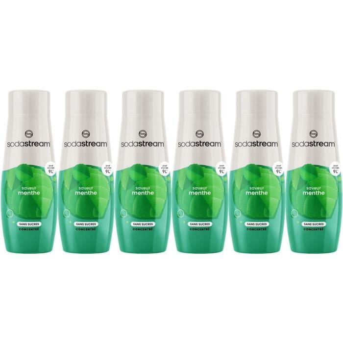 Concentrés SODASTREAM - Lot de 6 concentrés Menthe sans sucres - Jusqu'a 54L de boissons - 440 ml