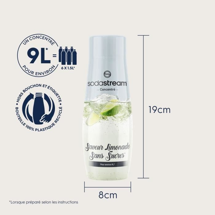 Concentrés SODASTREAM - Lot de 6 concentrés Limonade sans sucres - Jusqu'a 54L de boissons - 440 ml