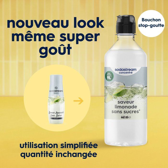 Concentrés SODASTREAM - Lot de 6 concentrés Limonade sans sucres - Jusqu'a 54L de boissons - 440 ml