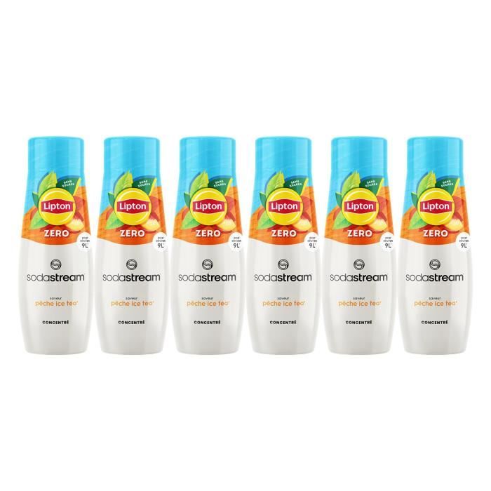 Concentrés SODASTREAM - Lot de 6 concentrés Lipton Ice Tea Zéro sucres - Jusqu'a 54L de boissons - 440ml