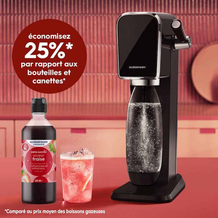 Concentrés SODASTREAM - Lot de 6 concentrés Fraise sans sucres - Jusqu'a 54L de boissons - 440 ml