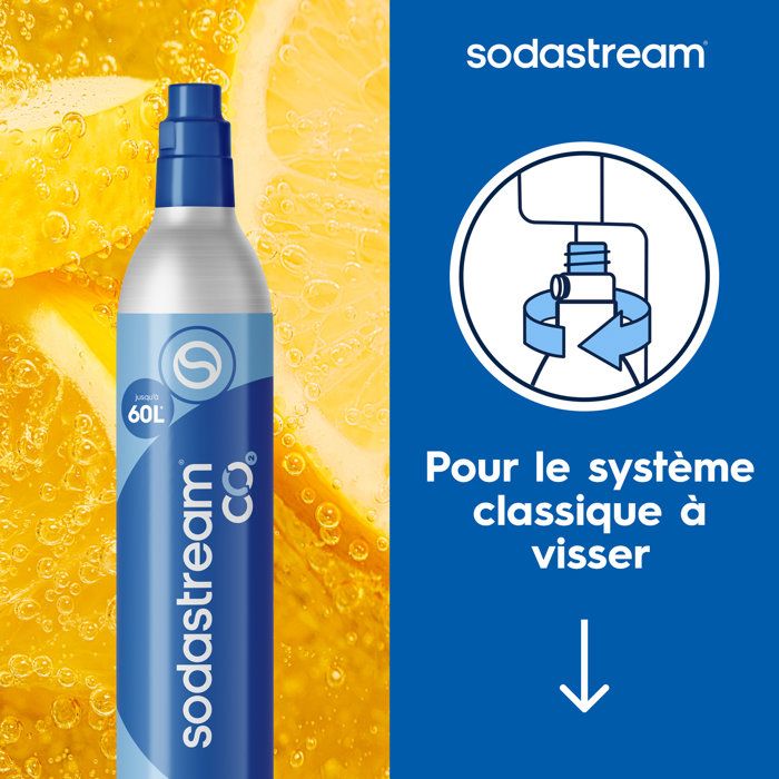 Recharge Gaz SODASTREAM - Systeme original a viser - Jusqu'a 60L d'eau gazéifier