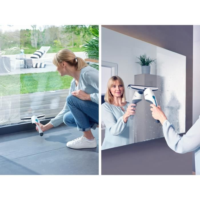 Aspirateur a vitres et salle de bains Leifheit Nemo 51030, lave vitres électrique avec boîtier étanche, autonomie 45 minutes, blanc