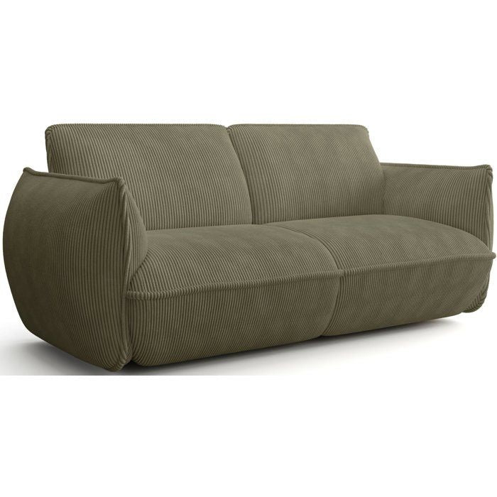 Canapé fixe - 3 places - SOFFIO - Tissu Vert - 220 x 98 x 83 cm