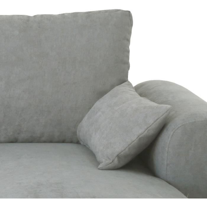 Canapé d'angle convertible réversible MAX - Méridienne avec coffre - Tissu gris clair - L 240 x P 143 x H 85 cm